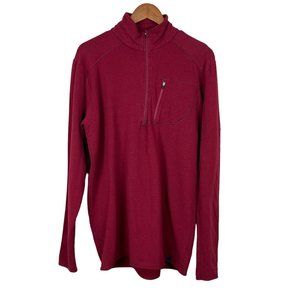 TASC Sweater Mens‎ L Maroon Bamboo Performance 1/4 Zip Pullover Stretch Outdoor